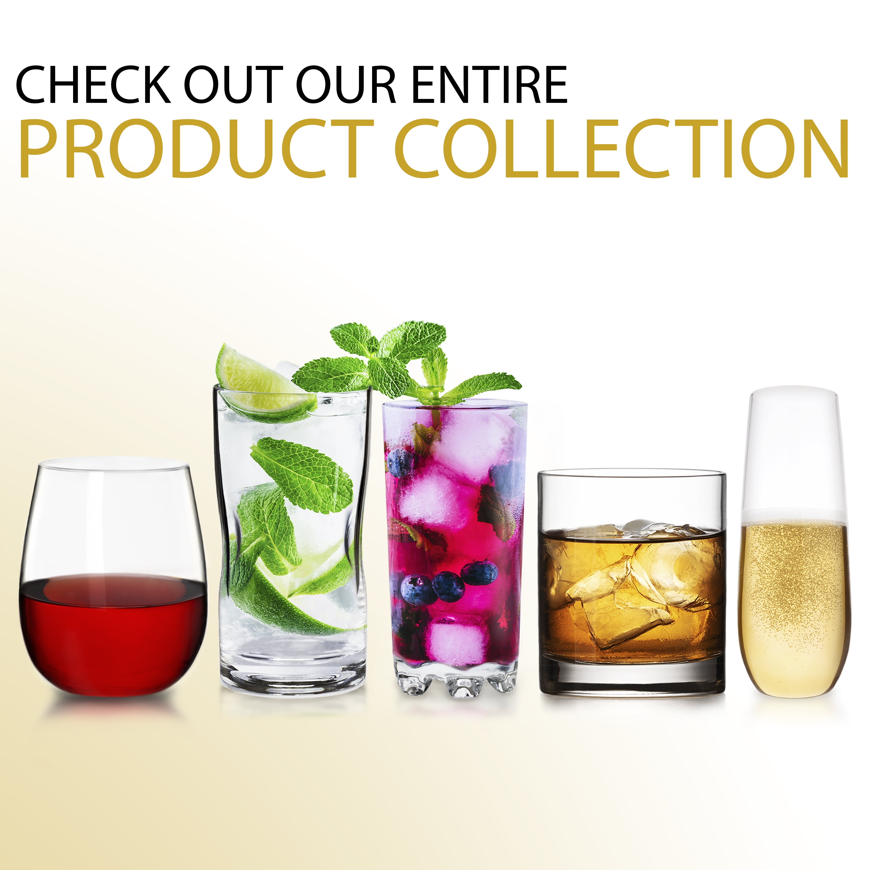 Bravario Plastic Champagne Flutes Set of 8, 8.5 oz Stemless BPA-Free Tritan Glasses