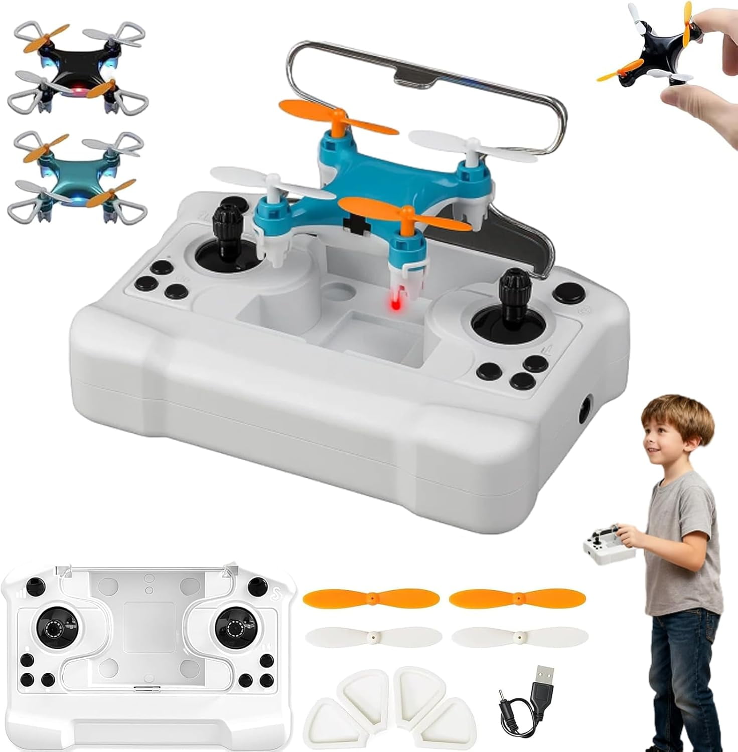 4DRC V8 Mini Drone, Blue, Gesture Control, Altitude Hold, Headless