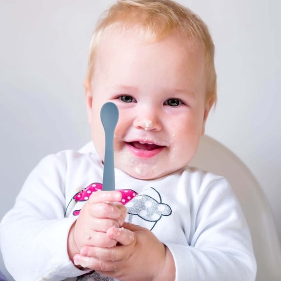 Baby Spoon, First Stage Silicone Baby Feeding Spoons, Soft Tip Feeding Baby Utensils, Baby Led Weaning Supplies Training Spoons, Dishwasher and Boil Safe