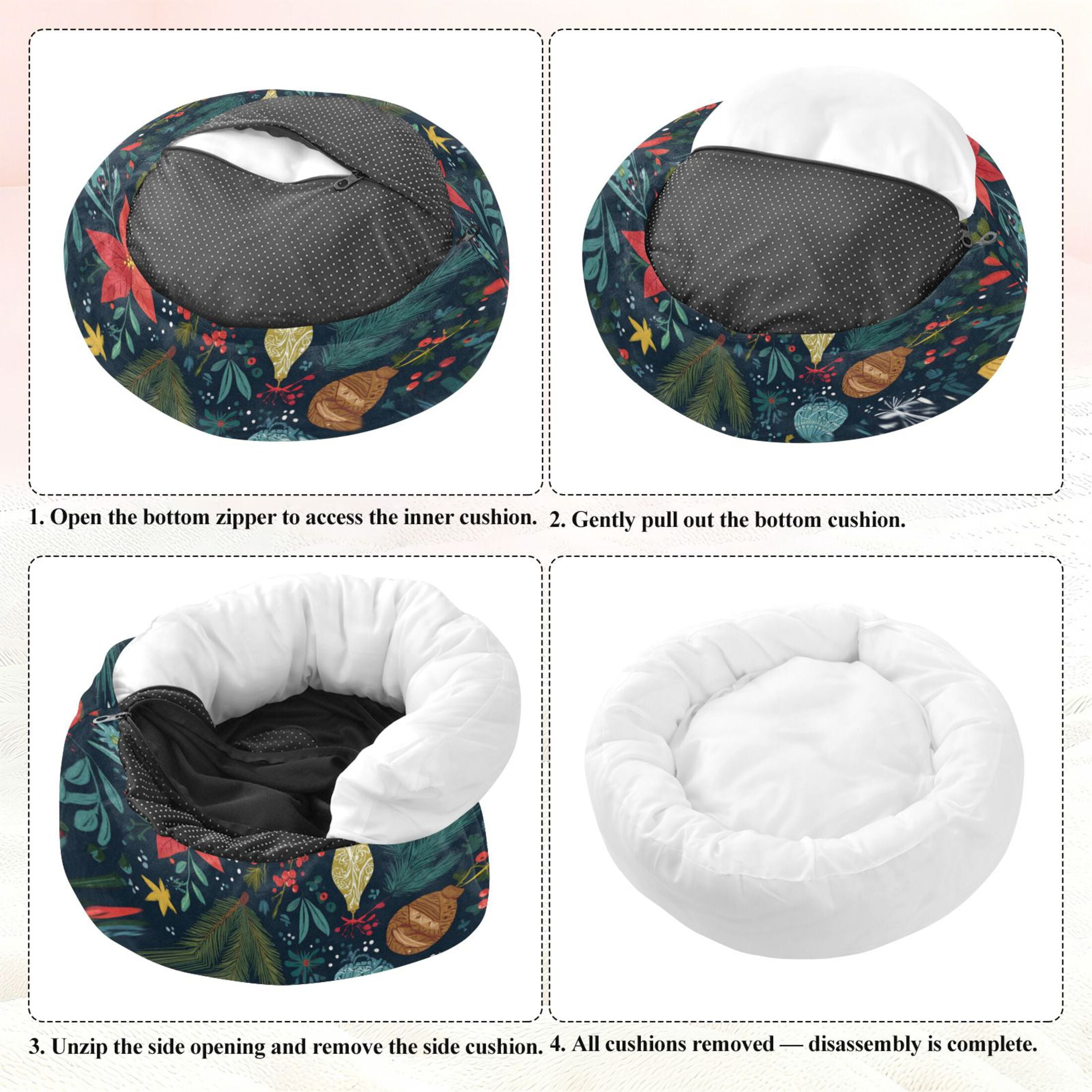 Iauyy Pet Couch Donut Cat Bed for Indoor Cats/Small Dogs Washable & Machine with Non-slip Bottom Calming Cat Furniture, Magical Patterns (M)