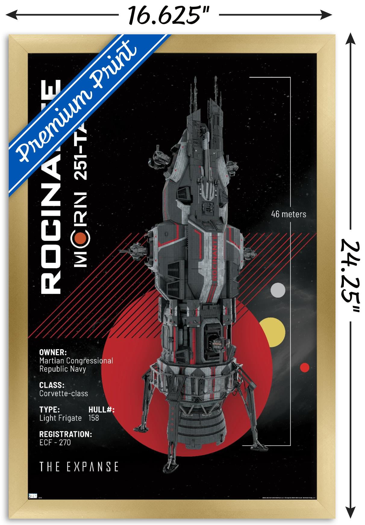 The Expanse - Roci Ship Wall Poster, 14.725" x 22.375", Framed