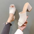 thumbnail image 4 of Zapatos Tacón Vestir Sandalias Cuadradas Con Punta Abierta Punto para Mujer Verano Elegante, 4 of 8