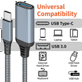 thumbnail image 5 of 2X High Quality Data Cable Type-C to USB3.0 Transfer Cable for Mobile Tablet Computer Vehicle Extension Converter Gray,2 x adapter,Gray, 5 of 5