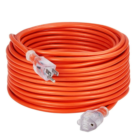 100FT Green Heavy Duty Extension Cord | 16 Gauge for Outdoor & Indoor Use | 1250W/10A Capacity with Lighted Plug