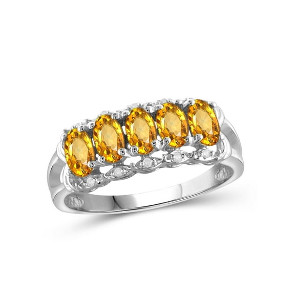 JewelersClub Citrine Ring Birthstone Jewelry – 1.10 Carat Citrine 0.925 Sterling Silver Ring Jewelry with White Diamond Accent – Gemstone Rings with Hypoallergenic 0.925 Sterling Silver Band