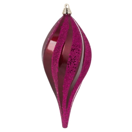 Vickerman 12 Berry Red Candy Glitter Swirl Drop Christmas Ornament