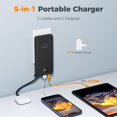 thumbnail image 2 of Cargador portátil TESSAN de 10000 mAh con cables integrados, 2 of 7