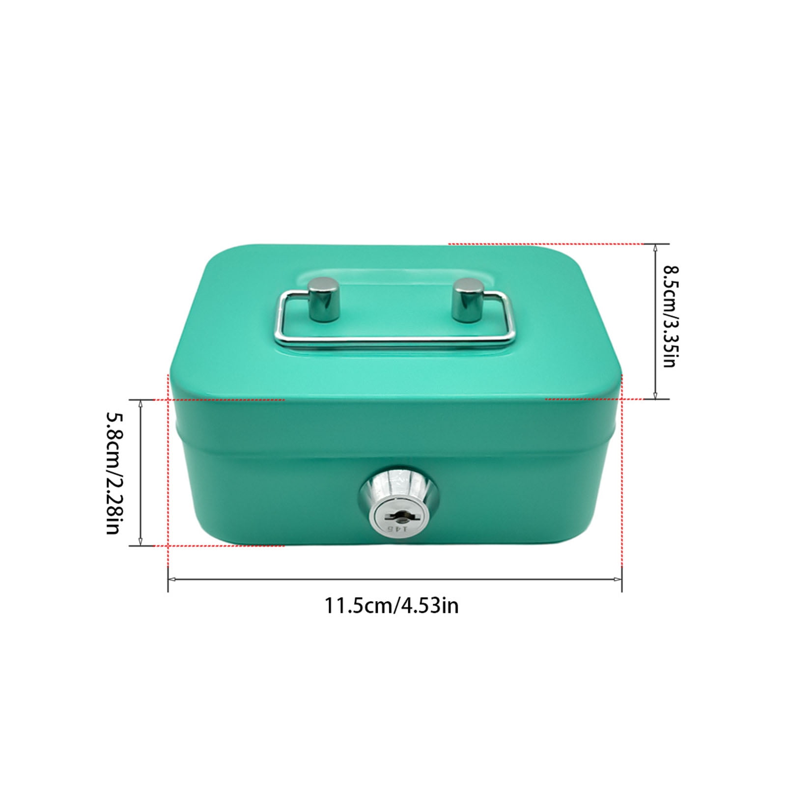 YoeXGDS 2PCS Locking Steel Medium Box with Removable Tray and Key Lock, Portable Small Lock Box with Key, Key Lock Organizer with Handle for Home 4.5×2inch