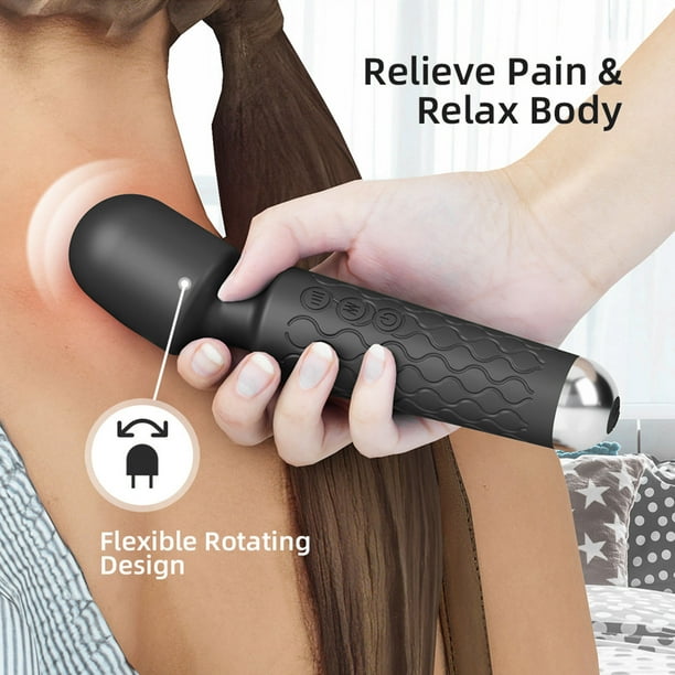 Vibrador eléctrico de 8 velocidades 20 frecuencias AV Massage Stick Sex Toys  (Negro) Ygjytge Cuidado Belleza
