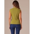 thumbnail image 3 of DARING DIVA Knit Ribbed Sleeveless Mock Neck Blouse M Olive Green, 3 of 6