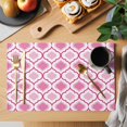 thumbnail image 2 of Placemat Set of 4 Moroccan Pattern Placemats for Dining Table Geometric Trellis Pink Washable Table Mats for Kitchen and Party Decor Indoor & Outdoor Use, 2 of 8