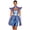 Blue, variant on Women Alien Outfits 2Pcs Cap Sleeves Metallic Cutout A-Line Skater Dress with Holographic Gloves Green 3XL