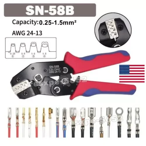 Sn-58B Ratchet Crimping Plier Crimper Tool 0.25-1.5Mm² Awg24-13 For Terminal Kit