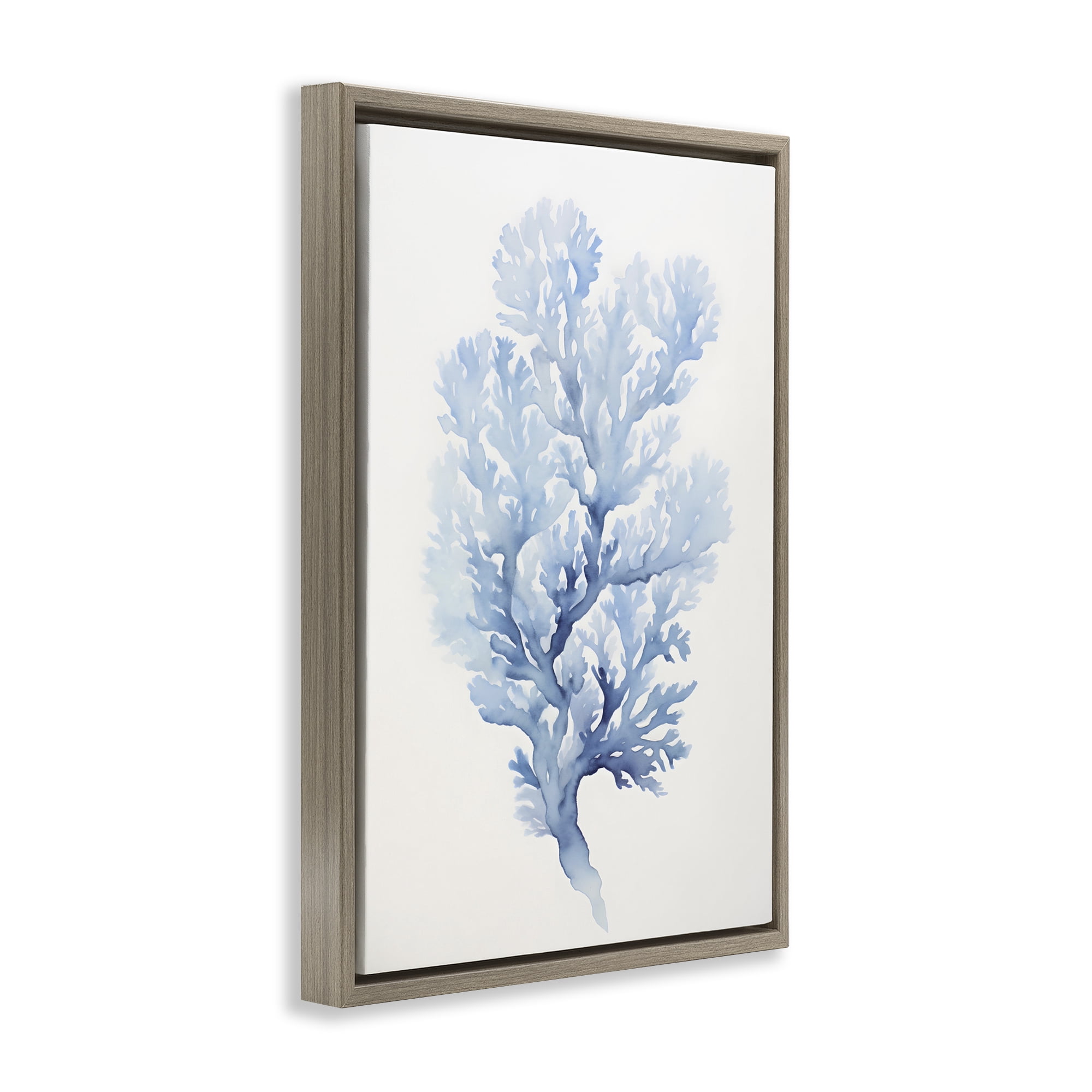 Stupell Industries Indigo Coral Shape Animals & Insects Painting Brown Floater Framed Canvas Art Print Wall Art, 17 x 25