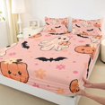 thumbnail image 3 of jejeloiu Cute Ghost Pumpkin Twin Sheet Sets,Rustic Flower Floral Twin Fitted Sheet,Black Spooky Bats Flat Sheet,Lightweight Room Decoration,3pcs, 3 of 7