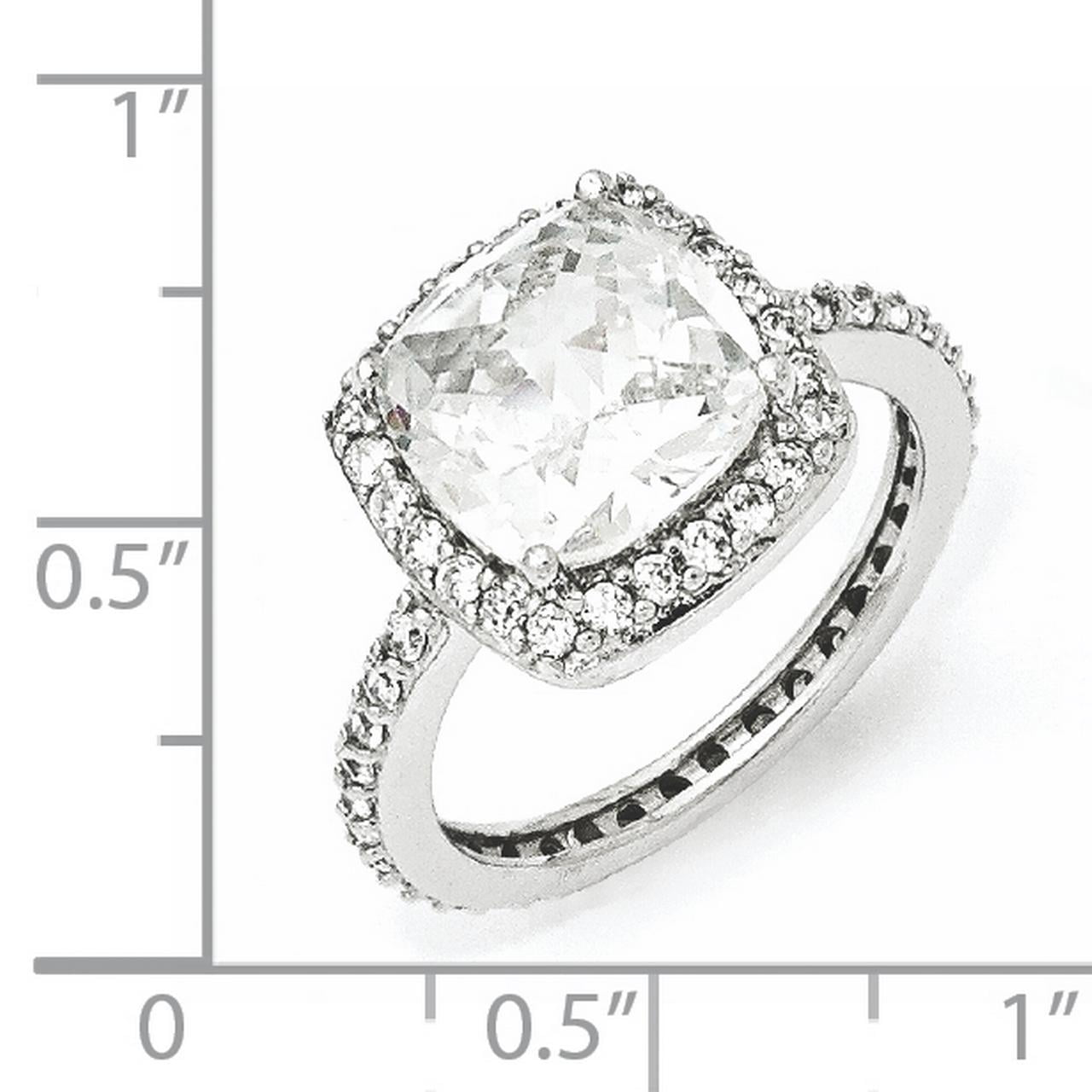 Cheryl M Sterling Silver CZ Ring Size 8 Length Width 2