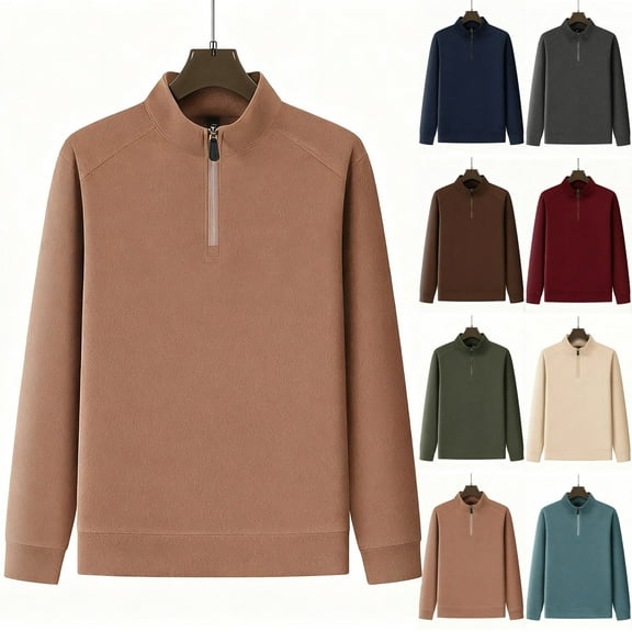 FRSASU Mens Velvet T-Shirts Quarter Zip Slim Fit Top Stylish Long Sleeve Stand up Collar Velour Pullover Shirts Wine