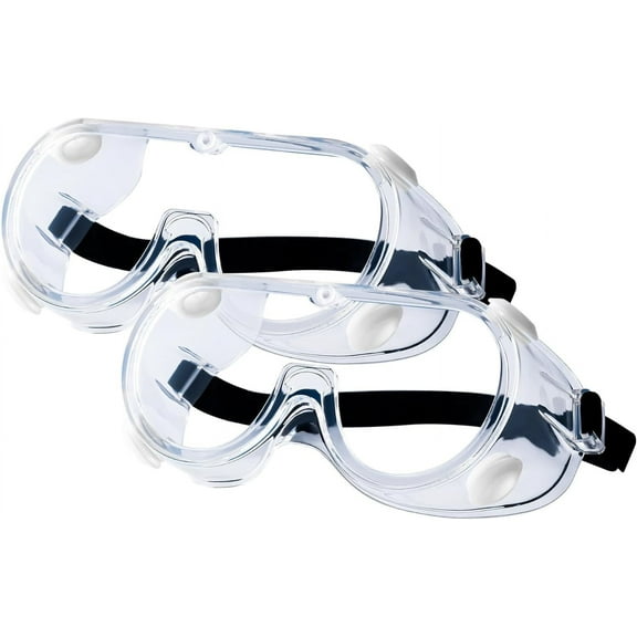 2-Pack Safety Goggles, Anti-Fog Lab Goggles, Over Glasses Safety Glasses for Chemistry Lab, Mowing, Woodworking, Painting, Construction, Industrial Use