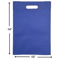 50 Reusable, Blue Color, Size of 10" W x 14" H (W x H), Green Color, Die-Cut Handle, Non-Woven Polypropylene, Heavy 60 GSM, Bags. 50 Bags / Box / Order.