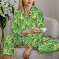 thumbnail image 5 of KLL Cartoon Frog And Lotus Leaf Print Women's Long Sleeve Pajamas with Pants Sleepwear Loungewear 2 Set-X-Large, 5 of 7