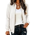 thumbnail image 4 of Chiccall Womens Plaid Bomber Jacket Fashion Zip‑Up Long Sleeve Loose Casual Coat Lightweight Outerwear White 2XL, 4 of 8