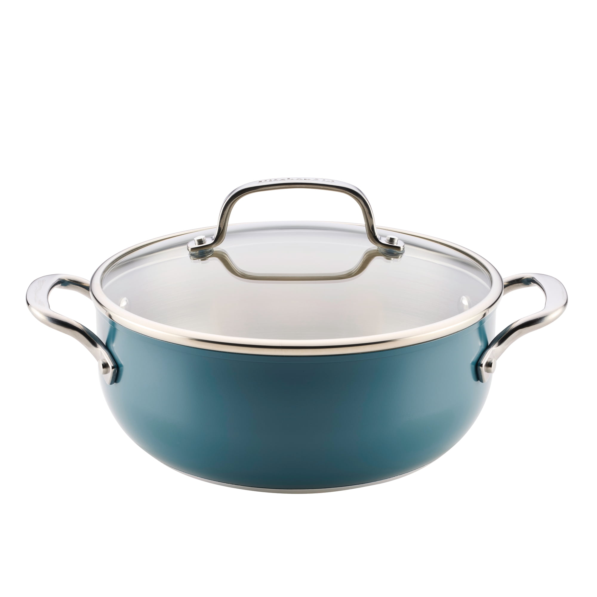 KitchenAid 4qt Color-Finished Stainless Steel 3-Ply Base Casserole with Lid Dishwasher and Metal Utensil Safe, Induction Suitable and Oven Safe to 500°F, Agave