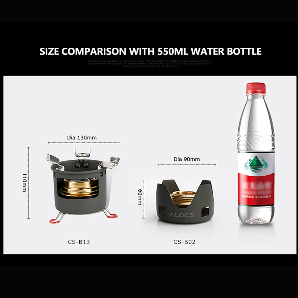 Mini Alcohol Stove with Aluminium Stand Efficient Lightweight Spirit Burner for Camping, Hiking, Picnic and Survival