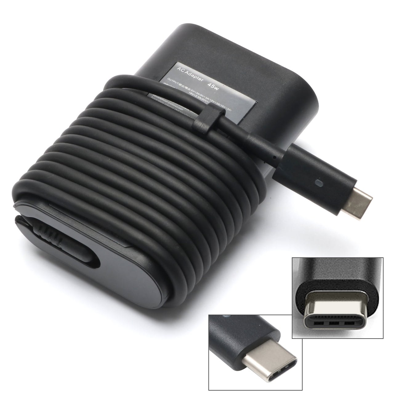 New Dell Laptop Charger 45W USB Type C (USB-C) AC Power Adapter Power Cord for Dell XPS 13 9365 9370 9380