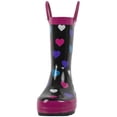 thumbnail image 4 of Rainbow Daze Kids Rain Boots "Rainin' Hearts" Heart Pattern, Waterproof, Rubber, Black Pink, Size 9/10, 4 of 5