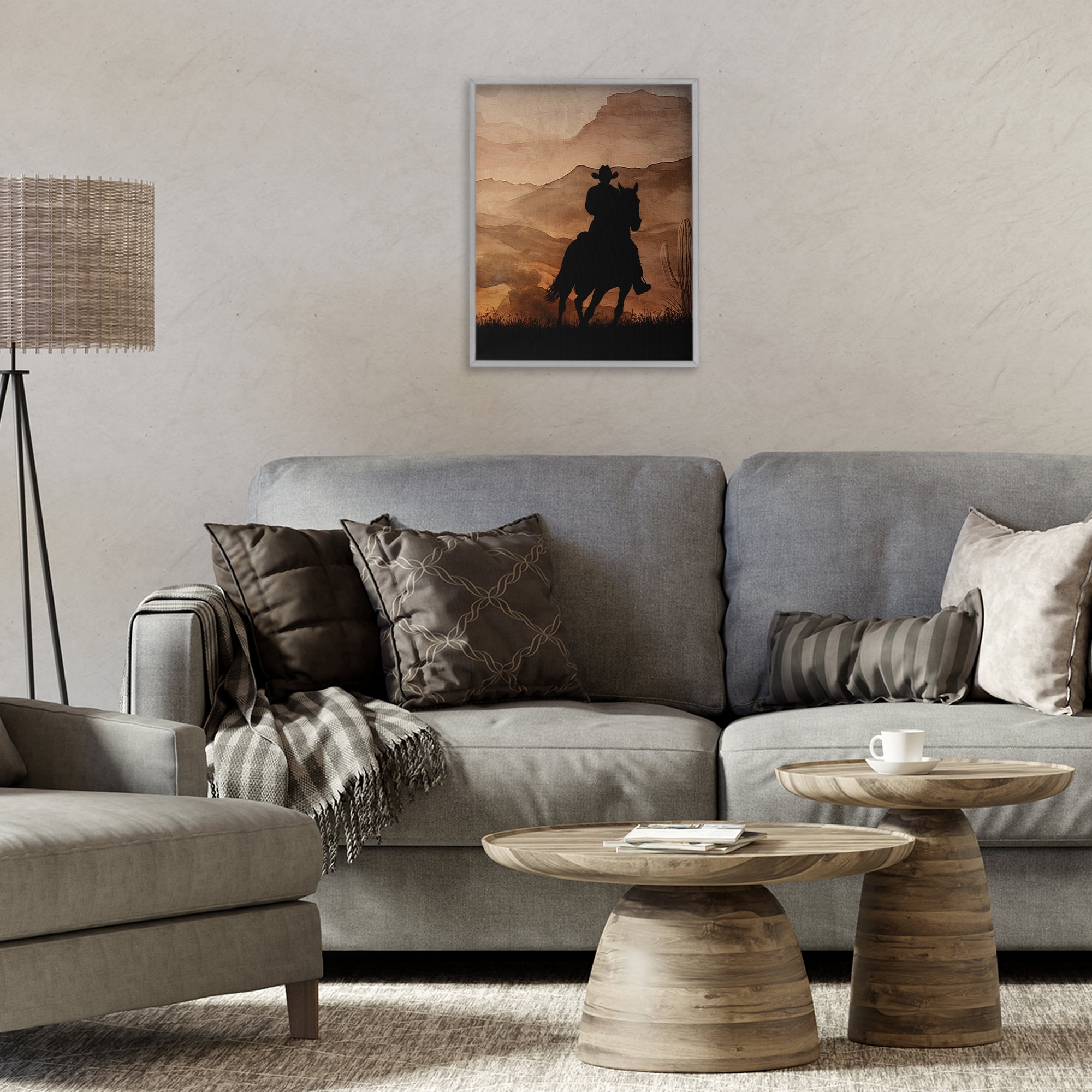 Stupell Industries Cowboy's Sunset Ride Gray Framed Giclee Art, design by Kim Allen