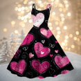 thumbnail image 2 of LWavelet 2026 Valentine's Sweet Short Sleeve Dress, Women's Love Heart Rose Print Fitted A Line Flowy Casual Sundresses Hot Pink M, 2 of 4