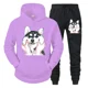thumbnail image 3 of Conjunto deportivo divertido y bonito con estampado de husky para hombre, sudadera con capucha y pantalones de manga larga estilo callejero Y2K, conjunto de 2 piezas con capucha de perro y animal de a, 3 of 5