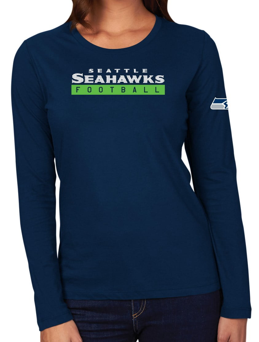 Seattle Seahawks Women's Majestic NFL "Never Rest" Long Sleeve T-shirt by Majestic