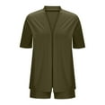 thumbnail image 6 of QSAWXQZ Women's 2 Piece Matching Set Open Front Short Sleeve Cardigan Elastic Waist Drawstring Shorts Loungewear Set with Pockets for Beach Vacation M, 6 of 6