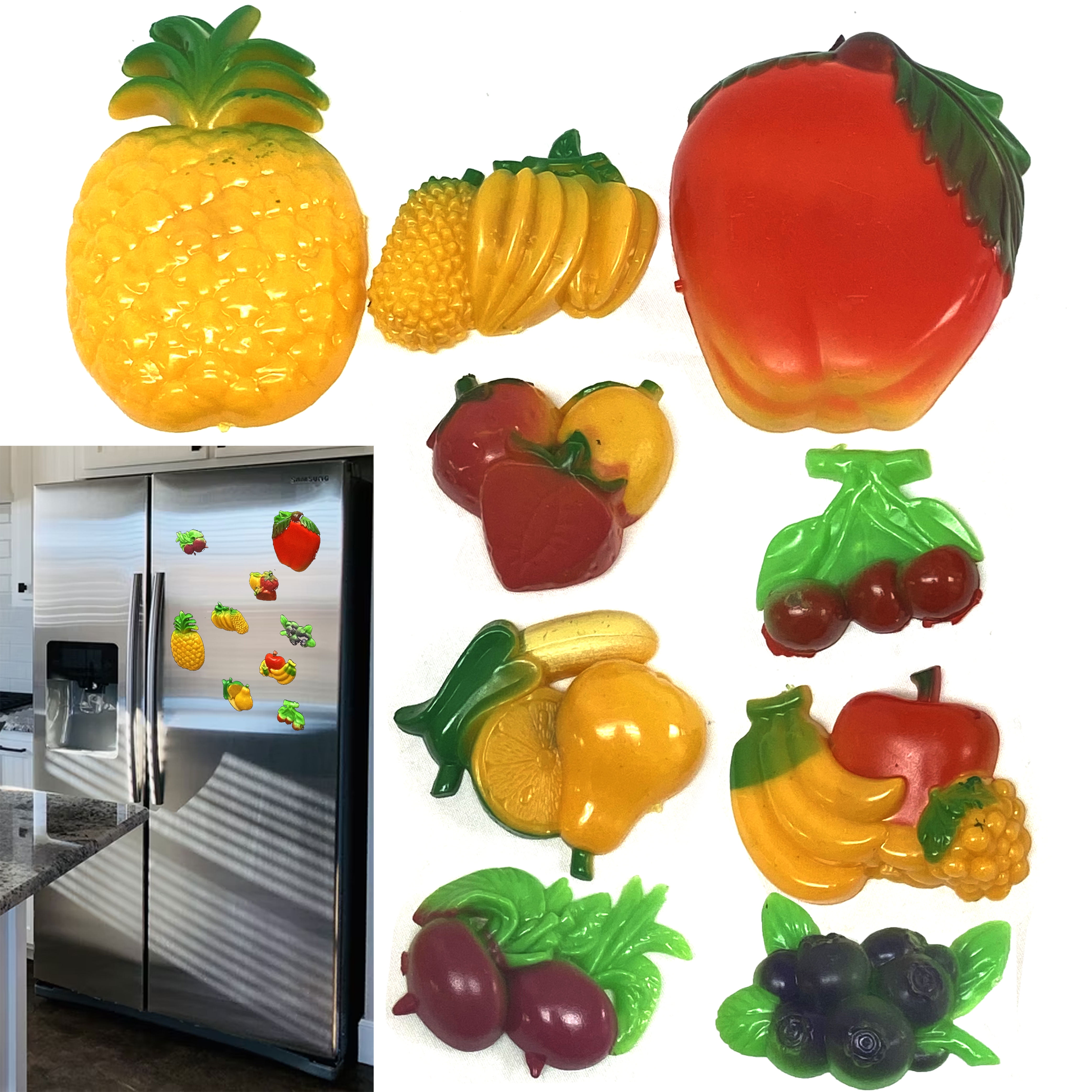 36 Pc Refrigerator Set Assorted Fruits Food Kitchen