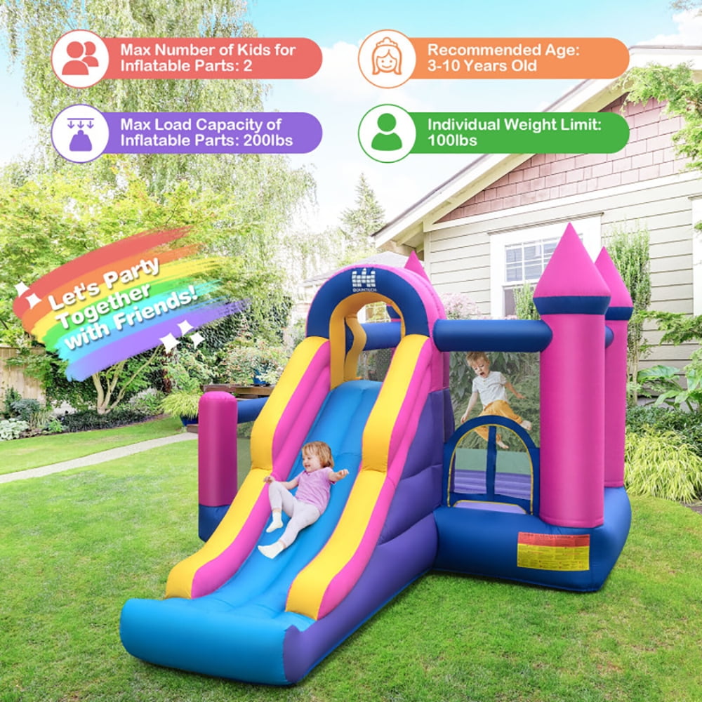 Aimee Lii 7-in-1 Kids Inflatable Bounce House with Long Slide and 735W Blower, Playhouse for Kids Outdoor Aimee Lii 7-in-1 Kids Inflatable Bounce House with Long Slide and 735W Blower, Playhouse for Kids Outdoor