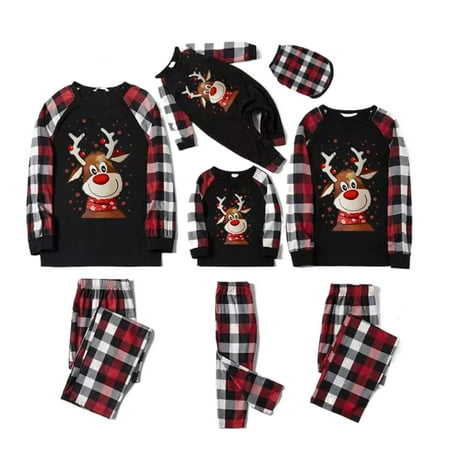 Christmas Family Matching Pajamas Set  Long Sleeve T-shirt with Plaid Pants  Baby Jumpsuit  Dog Costume
