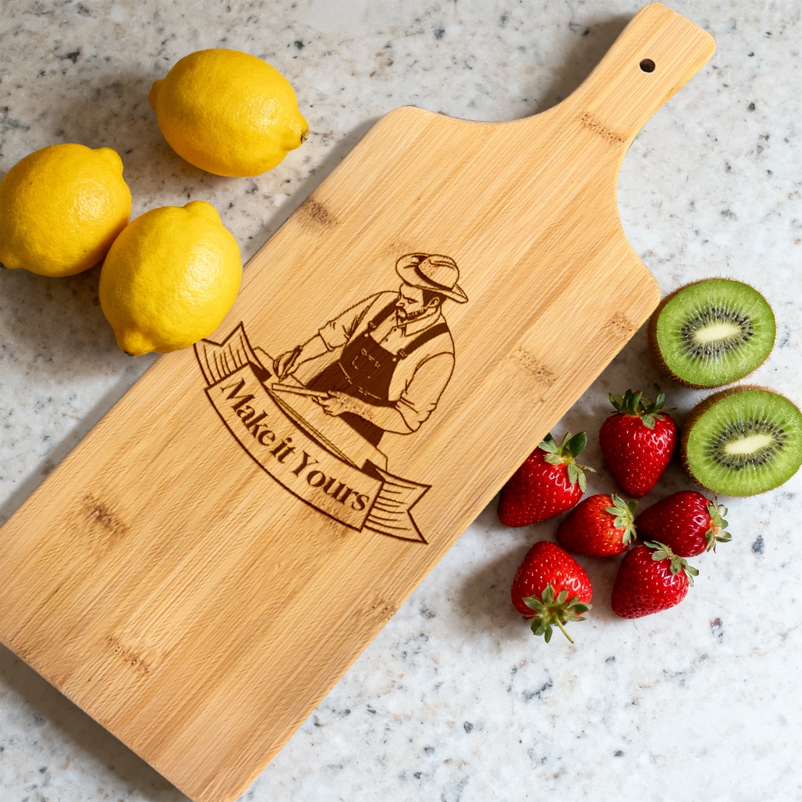 5 PCS Wood Cutting Board Bulk Chopping Board Laser Engraving Serving Board with Handle Charcuterie Boards for Customized Housewarming Gift 17" x 5.8" Bamboo