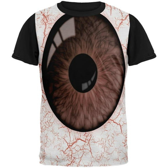 Halloween Brown Creepy Eyeball Costume All Over Mens Black Back T Shirt