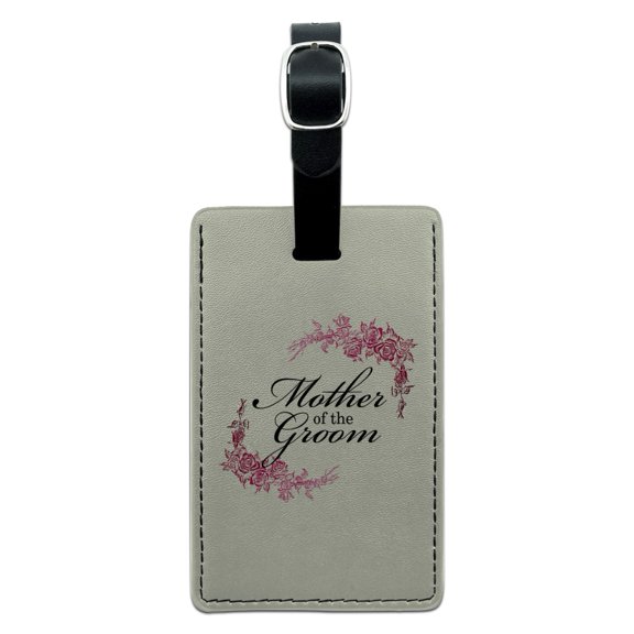 Wedding Floral Mother of the Groom Rectangle Leather Luggage Card Suitcase Carry-On ID Tag