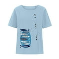 thumbnail image 4 of LEBONYARD Womens Summer Tops with Sleeves,Summer Shirts for Women spring,Women Casual Cotton and Linen Top Ocean Fish Printed Short Sleeve Button Tunic T-shirt Blouse Tops Blue L, 4 of 4