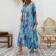thumbnail image 4 of Vestido Largo De Moda Vestido diario para mujer Cintura suelta Estilo bohemio Traje diario informal (Azul M) Cgtredaw Para estrenar, 4 of 7