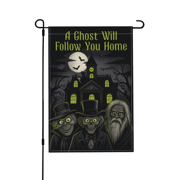 Halloween Haunted Mansion Inspired Garden Flag For Outdoor Yard Decor 12x18 in