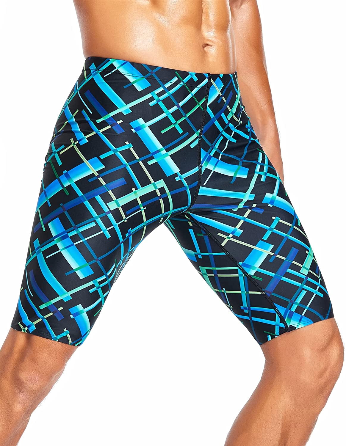 Adoretex Boy's/Men's Printed Cross Puzzle Swim Jammer (MJ017) - Green Combo - 30