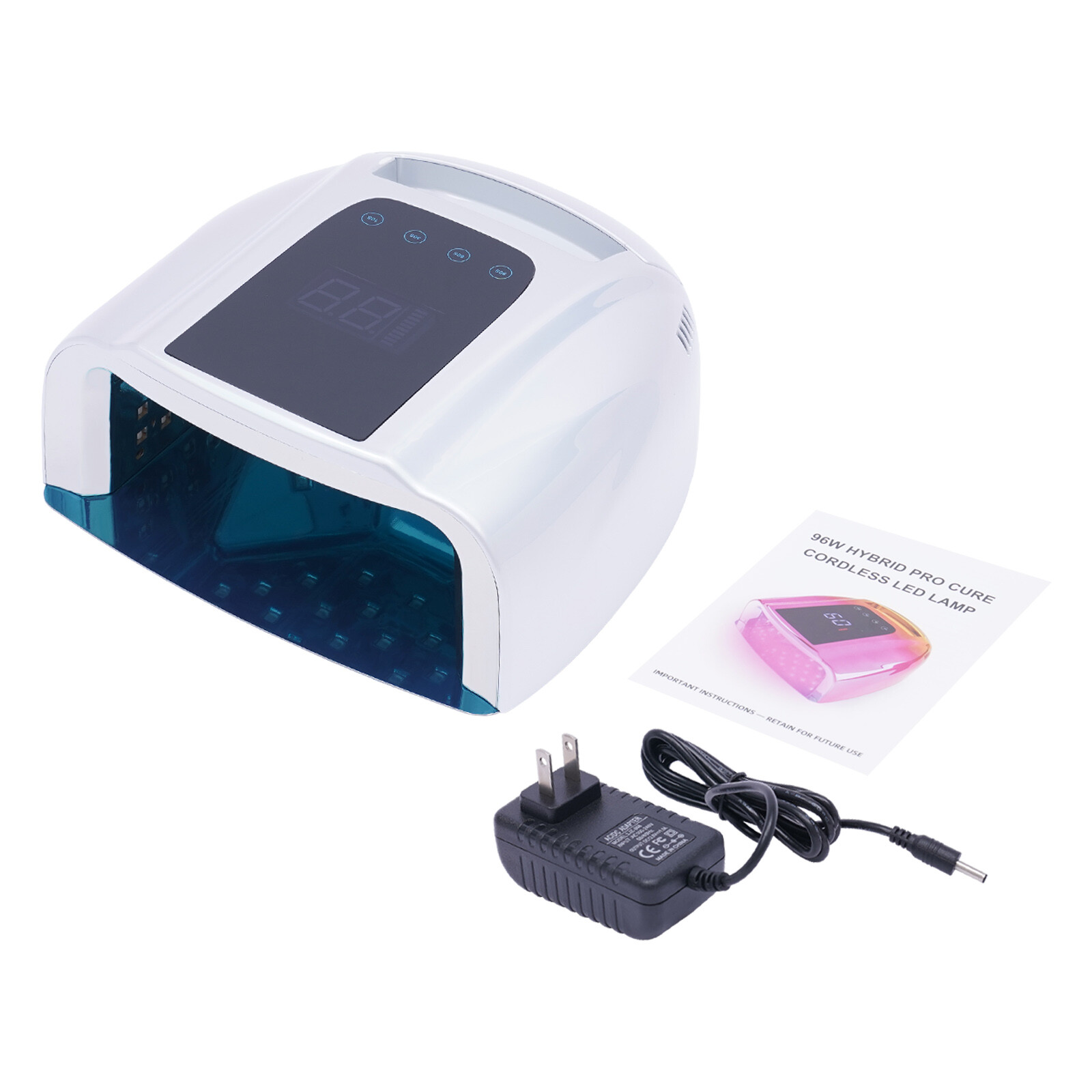 Professional Rechargeable 96W UV LED Portable Cordless UV Light for Nail Lamp Machine with Removable Stainless Steel Bottom (9*8.7*3.8in)