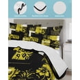 thumbnail image 4 of Quilts Twin-XL Size Bedding Set, Yellow Black Lightweight Quilted Comforter, Modern Abstract Art Botanical Soft Reversible Bedspread Coverlet with Pillow Covers for All Season, 68" x 98", 4 of 7