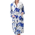 thumbnail image 1 of Women's Fleece Plush Robe Long Warm Plush Bathrobe Loungewear Jacket Printed Comfort Robe, 1 of 5