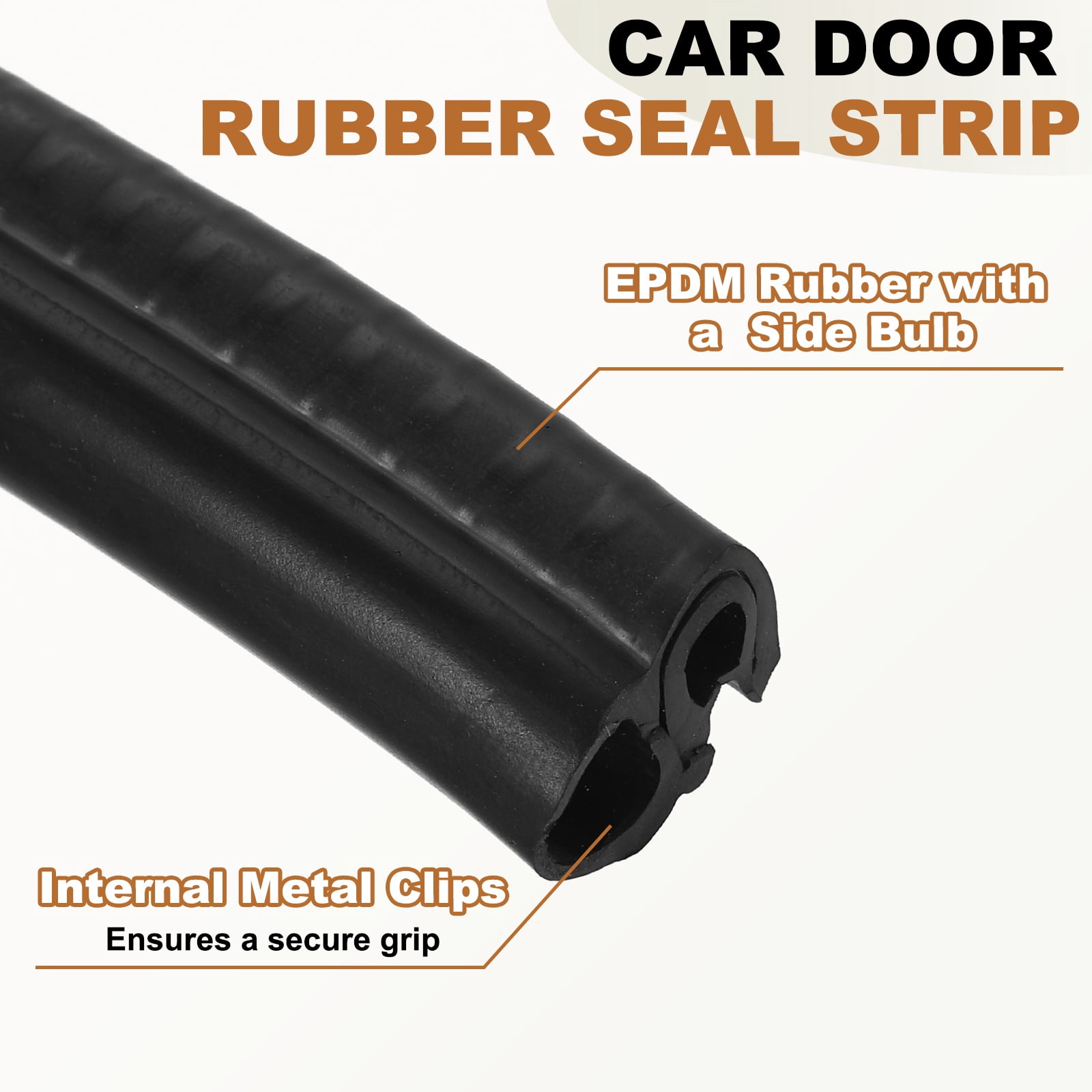 Door Weather Stripping 9.8FT, 14mm W x 11mm H EPDM Car Door Rubber Edge Trim Seal Strip Gasket with Side Bulb Fit 0.5mm to 2mm Edge for Electrical Cabinet Car Boat RV Truck, Black