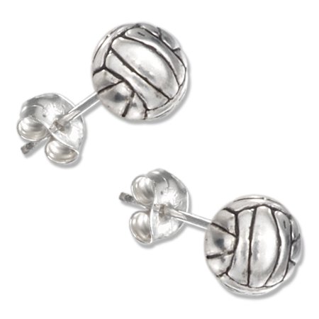 Jewelry Mini Post Earrings - STERLING SILVER MINI VOLLEYBALL EARRINGS ON STAINLESS STEEL POSTS AND NUTS
