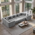thumbnail image 3 of BEHOST 10-Piece Oversized Modular Sectional Sofa Set, 160" Mega U-Shaped Boneless Cloud Couch with Ottomans, Luxury Chenille Fabric Theater Seating, Extra Deep Seat for Living Room, Light Gray, 3 of 8